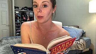 Lendo Harry Potter while hysterically riding a vibrator for wild orgasm.