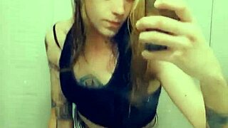 Miniskirt Transsexual Enjoys Revealing Herself In Stockings And Panties.