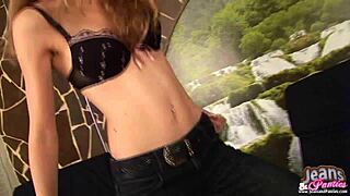 Can Petite Teen Slip Out of Skinny Jeans and Panties?