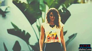 stunning argentinian model strips out of tiny bikini