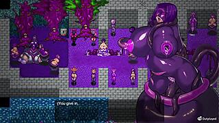 What happens in the latex dungeon with monsters and futanari?