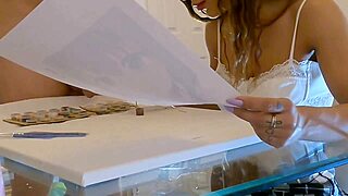 brunette milf gives handjob to cumshot in cfnm