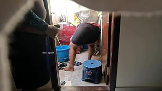 uh, young boy jerkin’ dick front of maid swathy