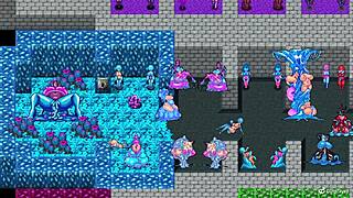 What happens in the latex dungeon with monsters and futanari?