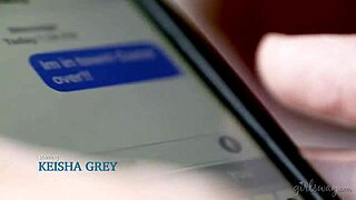Keisha Grey and Haley Reed's passionate lesbian sex interrupted by a text message
