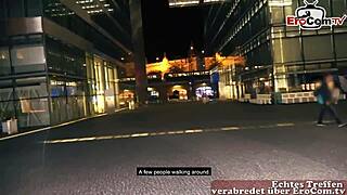 German Student with Glasses Picked Up Online for Street Fuck