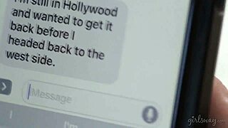 Keisha Grey and Haley Reed's passionate lesbian sex interrupted by a text message