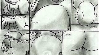 giantess expands her massive tits and ass in this animated hentai comic