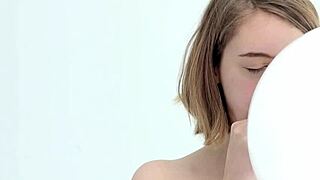 Young Looner Babe Skillfully Blows and Pops Her First Balloon