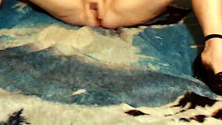 sexy wife in skirt and heels masturbates alone