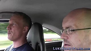 British brunette gets spitroasted with monster cocks in threesome 😈