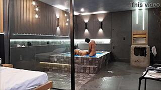 In the bathtub, the brunette couldn't handle my big black cock during wild sex