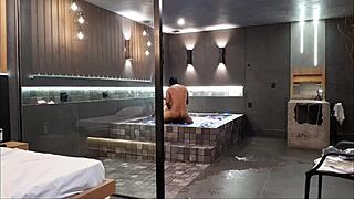 In the bathtub, the brunette couldn't handle my big black cock during wild sex