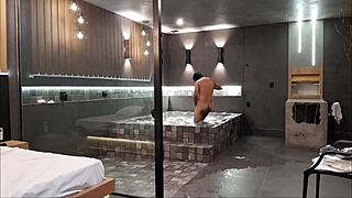 In the bathtub, the brunette couldn't handle my big black cock during wild sex