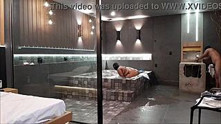 In the bathtub, the brunette couldn't handle my big black cock during wild sex