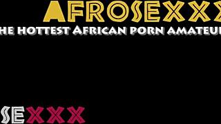 ebony couple fucks in homemade blowjob with cumshot.