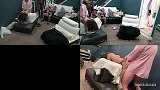 I fucked my blonde milf pussy in homemade interracial swingers group sex, oh man