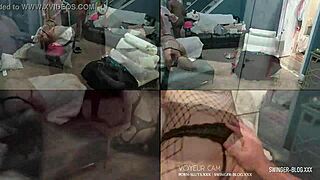 I fucked my blonde milf pussy in homemade interracial swingers group sex, oh man