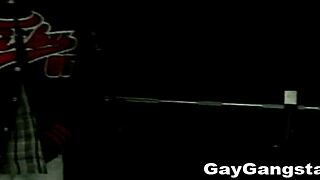 Ebony gays in interracial gym group sex.