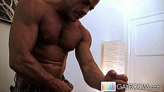 Steel cock massage with oiled twink masturbation