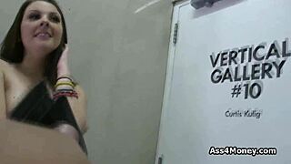 cutie gives quick blowjob on public stairs in hardcore outdoor pov