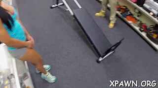 Hell yeah, bimbo gets nasty fucking hard in shop!