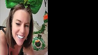 st patricks day masturbation with fat dildo and big tits