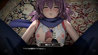 Playing hentai rpg game with asian characters in leggings