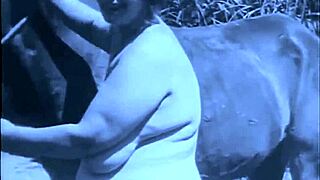 Vintage taboo pussy slammed outdoors with raw intensity