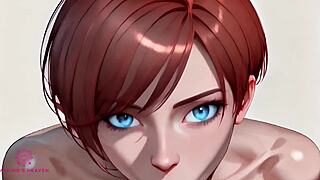 hey, cum in my mouth... short-haired redhead giving close up pov blowjob, ai style