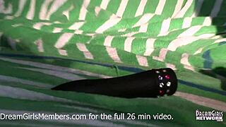 Redhead with big tits opens tight pussy for outdoor solo show