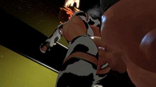 anime cow girl getting pounded hard against the cage 😈