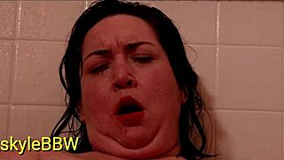 Itskyliebbw indulges in bbw shower play wearing fishnets, masturbating like a slut in the bath.