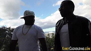 Interracial Babe with Small Tits Gets Monster Cock Blowjob and Facial in Group Fetish Scene