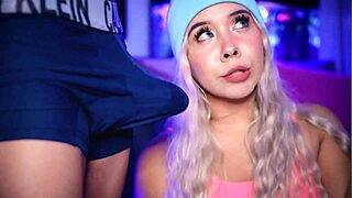 Blonde College Babe Teases Boyfriend’s Cock Over Boxers