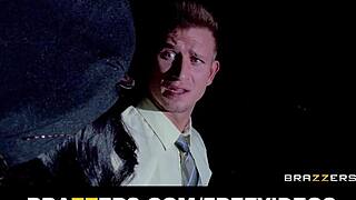 Thick cop with big tits deepthroats and rides hard