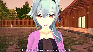 eula relaxing by the pool in genshin impact