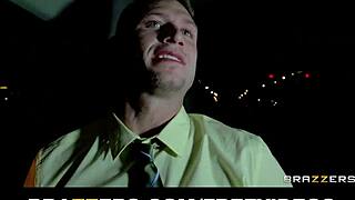 Thick cop with big tits deepthroats and rides hard