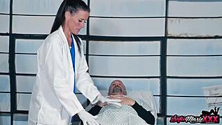 Deviant Cougar Doctor Sofie Marie Strokes Patient's Big Cock