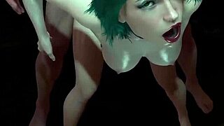 hot girl with green hair is getting fucked from behind 3d porn with tight pussy big tits rough lingerie sex