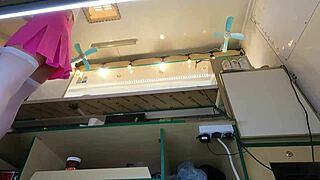 Crazy girl gets upskirted at work for extra cash