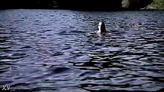 Supernatural Blonde Girl With Natural Tits Swims Intensely In Sexy Bikini