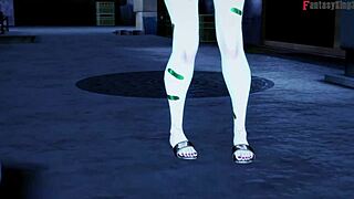 Rebecca giving blowjob in night city cyberpunk fantasy?