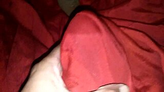 Horny Indian Bisexual Shemale Masturbates in Red Silk Satin with Intense Homemade Action.