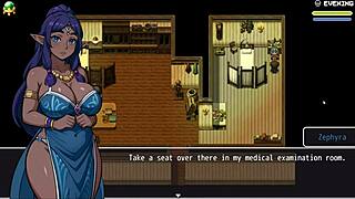 Sexy nurse undergoes naked examination by male in Lost Lagoon harem hentai game episode 4