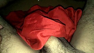 Horny Indian Bisexual Shemale Masturbates in Red Silk Satin with Intense Homemade Action.