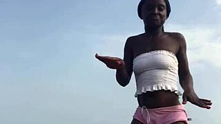 Crazybitch Twerking Hard in Sexy Clothes Outdoor on the Beach!