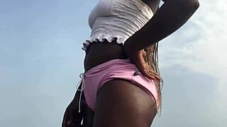 Crazybitch Twerking Hard in Sexy Clothes Outdoor on the Beach!
