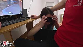 Brunette Deep Sucks Boyfriend's Big Cock