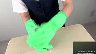 handjob with latex gloves